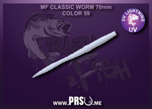 Crazy Fish MF CLASSIC WORM 2.8" farba 059 white, PLÁVAJÚCE